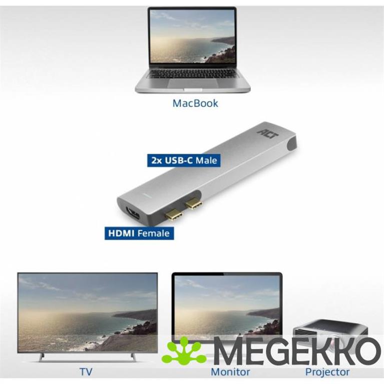 Act Usb C Thunderbolt Naar Hdmi Female Multiport Adapter K Usb C