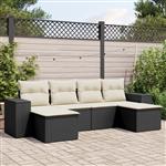 vidaXL 6-delige Loungeset met kussens poly rattan zwart